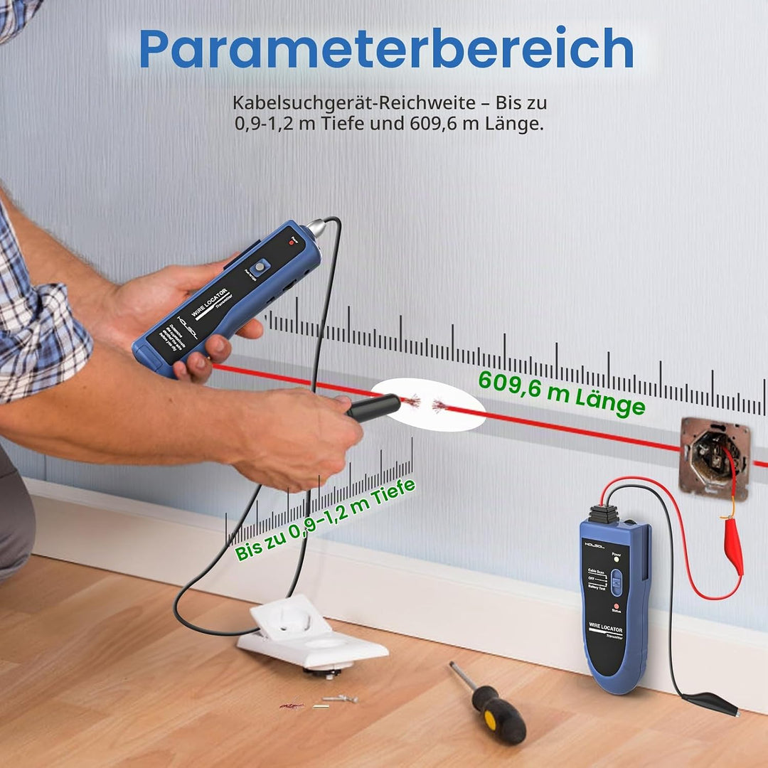 KOLSOL Unterirdischer Kabelsucher, Kabeltester F02 Pro zum Auffinden von Drähten und Steuerdrähten,