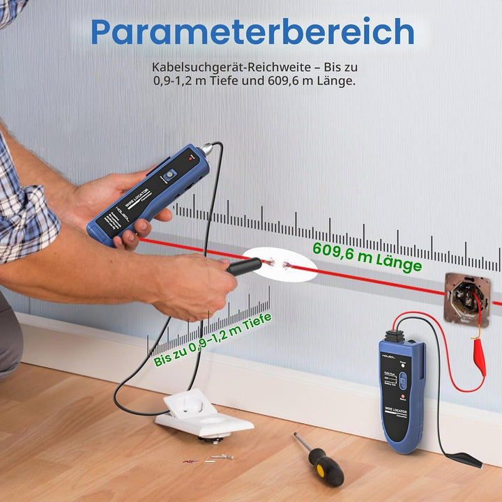 KOLSOL Unterirdischer Kabelsucher, Kabeltester F02 Pro zum Auffinden von Drähten und Steuerdrähten,