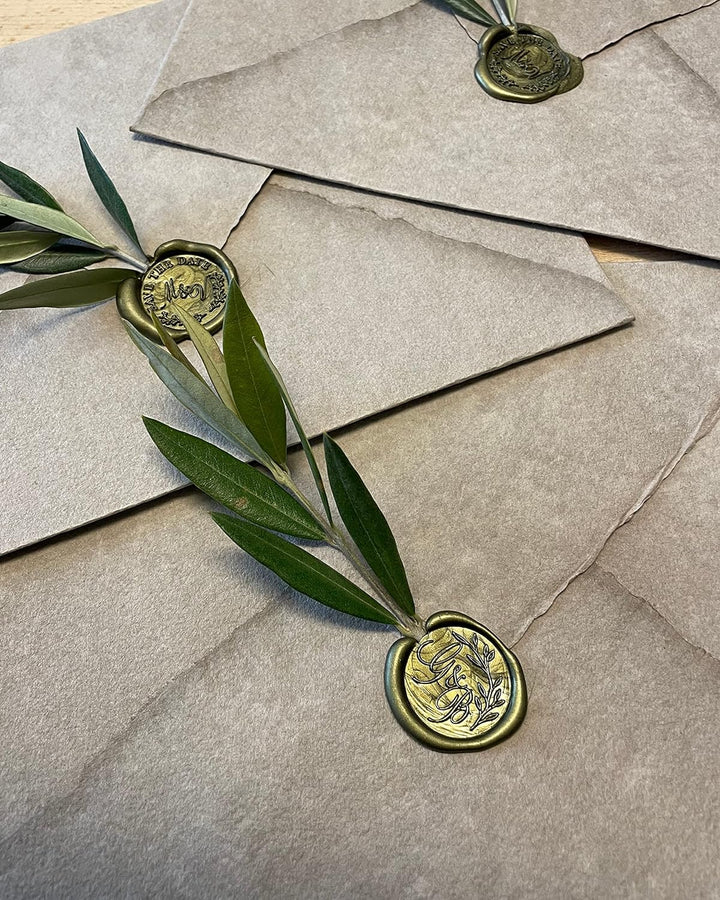 gravurART Siegelstempel personalisiert mit Initialen - Einladungen, Save the Date zur Hochzeit mit W