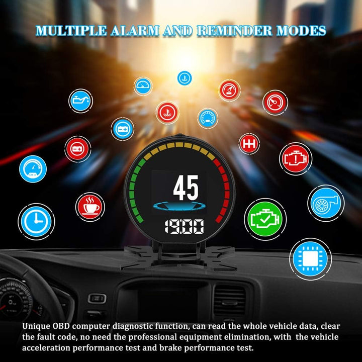 Clenp Hud-Display, P15 2,2-Zoll-HD-Universal-Geschwindigkeitsmesser TFT OBD Digital Speed Hud-Disp