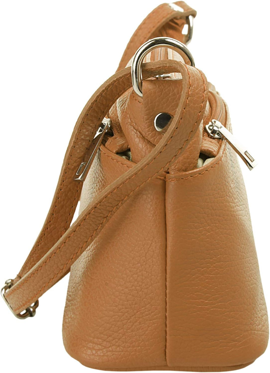 Cluty Umhängetasche Echt Leder Damen | Made in Italy, Crossbody Bag, Messenger Bag mit Reissverschlu