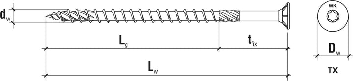 KLIMAS Holzschrauben Torx Spanplattenschrauben Gelb - Senkkopfschrauben - Terrasenschrauben - Univer