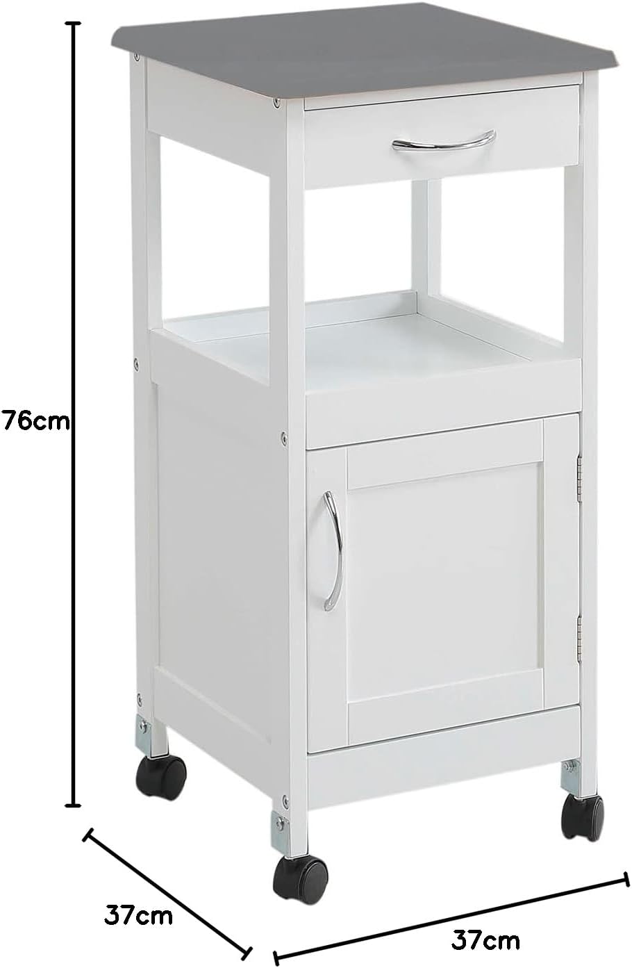 Kit Closet Carro de cocina Con 1 puerta y un cajón Küchenwagen, Weiss/Metall, sencillo Einfach inx,