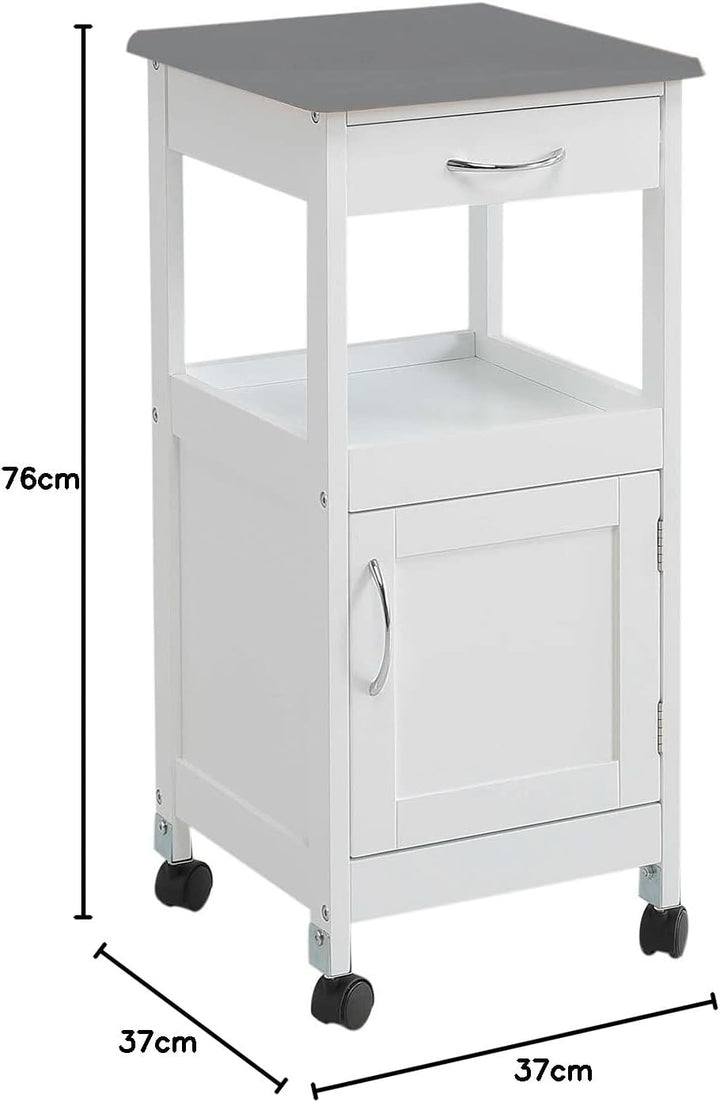Kit Closet Carro de cocina Con 1 puerta y un cajón Küchenwagen, Weiss/Metall, sencillo Einfach inx,