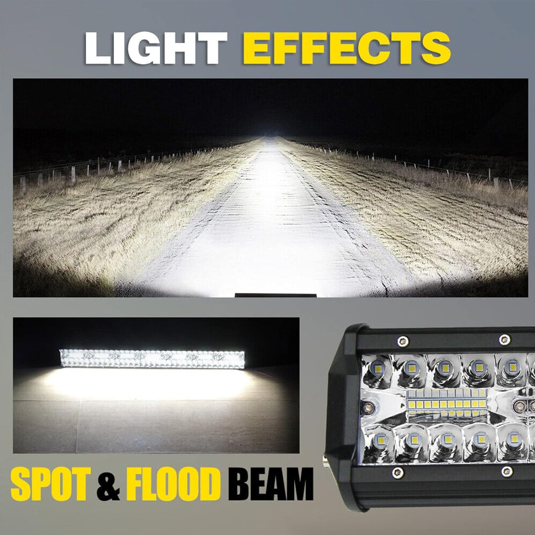 PICAA 20 Zoll 420W LED Lightbar Tri-Reihe LED Lichtbalken Arbeitsscheinwerfer 12V 24V 6000K Weiss Wa