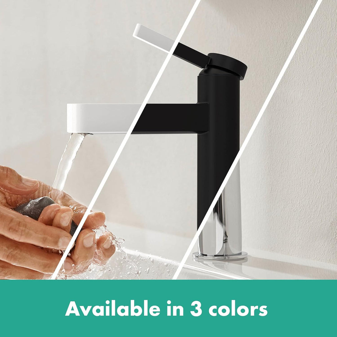 hansgrohe Waschtischarmatur Finoris, Wasserhahn Bad mit Auslauf Höhe 110 mm, mit Push-Open Ablaufgar