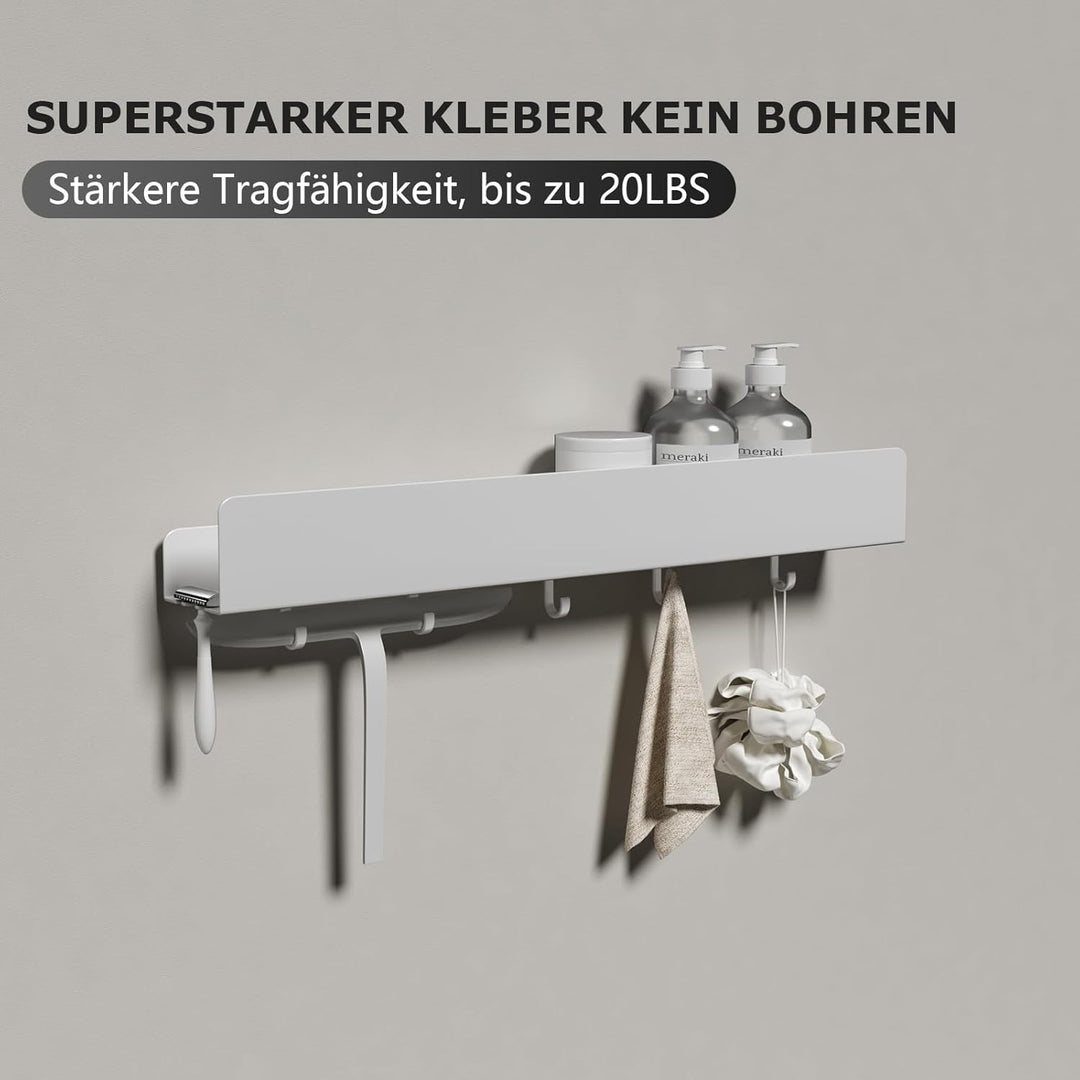 REKITA Duschablage ohne Bohren, Badezimmer Organizer 50 cm, Duschablage Edelstahl mit 5 Abnehmbaren
