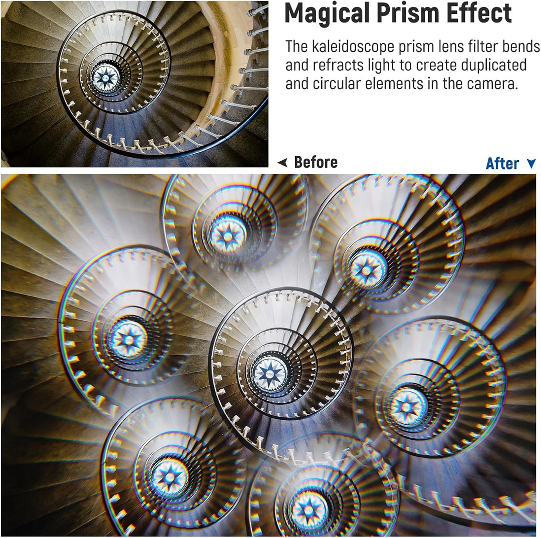 NEEWER 37mm Kaleidoskop Prism Filter mit Handy Clip, K9 Kaleidoscope Effektfilter Prismenfilter für