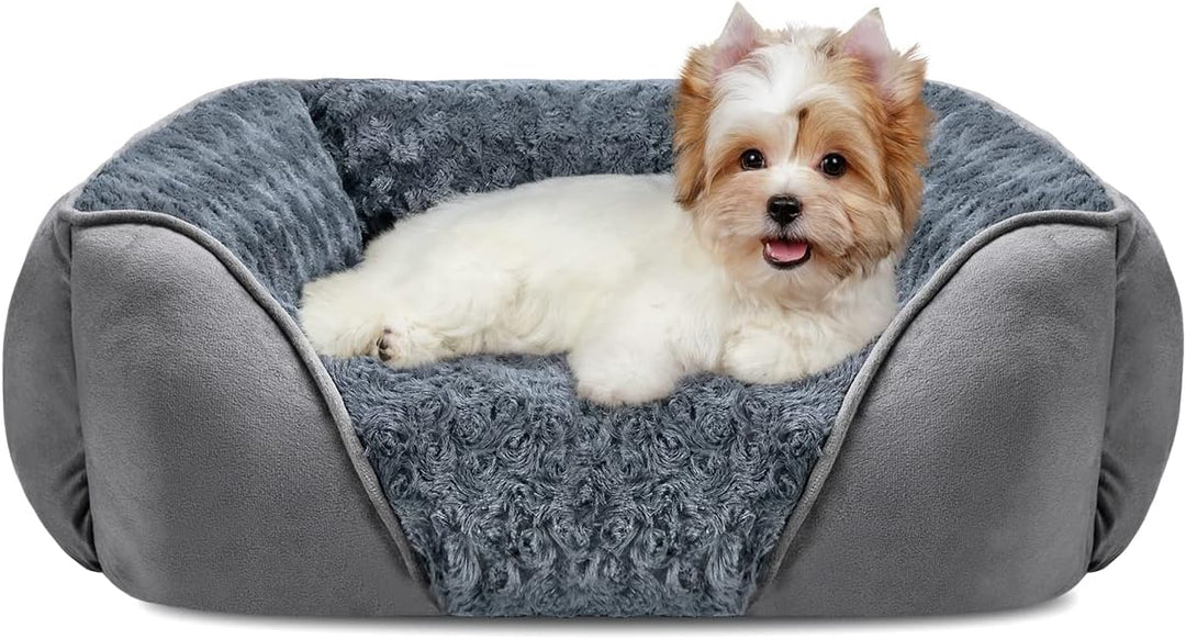 JOEJOY Hundebett Waschbar Flauschig, rutschfest Anti-Angst Hundekorb Weich Bequem Rosensamt, Haustie