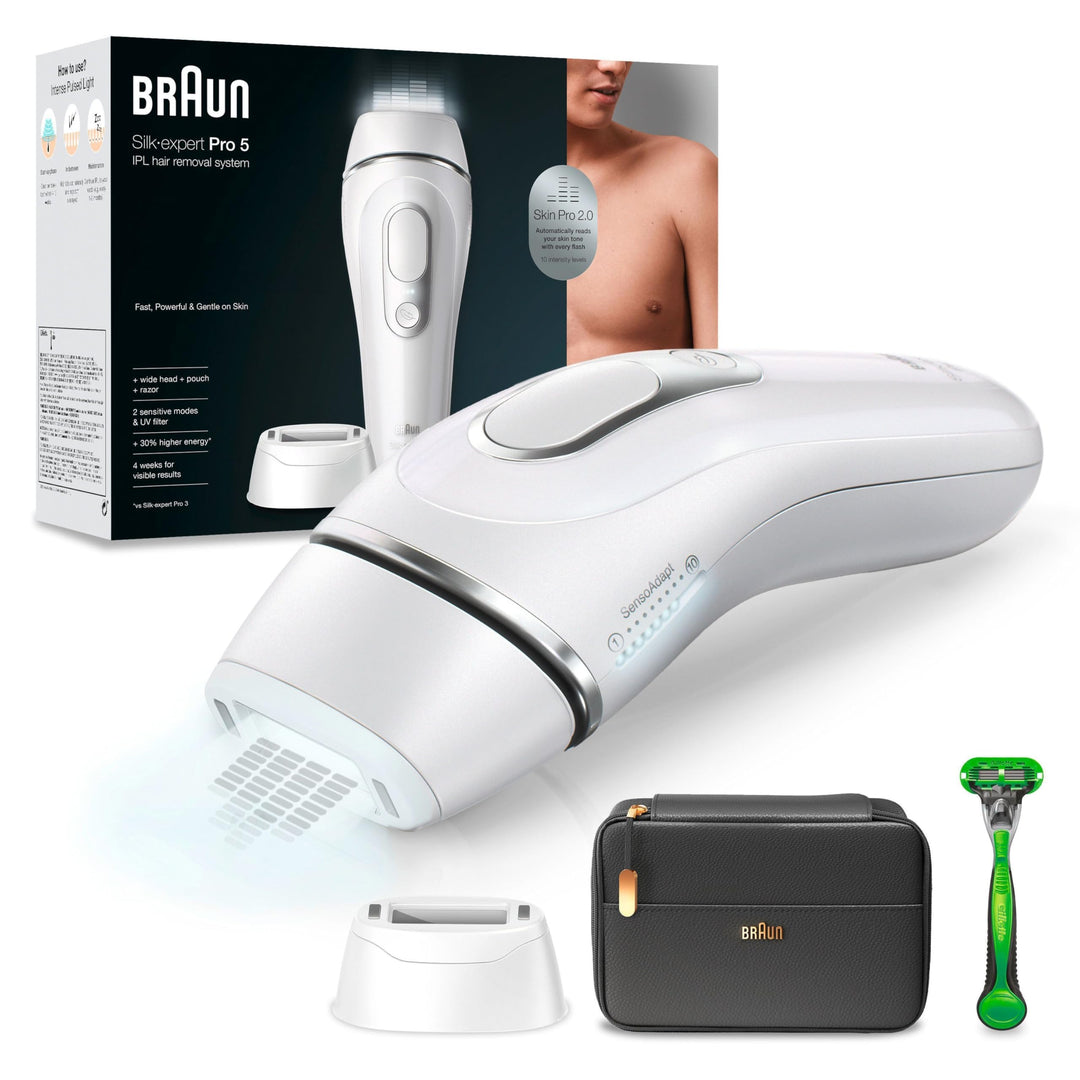 Braun IPL Silk Expert Pro 5 Haarentfernungsgerät Herren, 2 Aufsätze, sichtbare Haarentfernung, Desig
