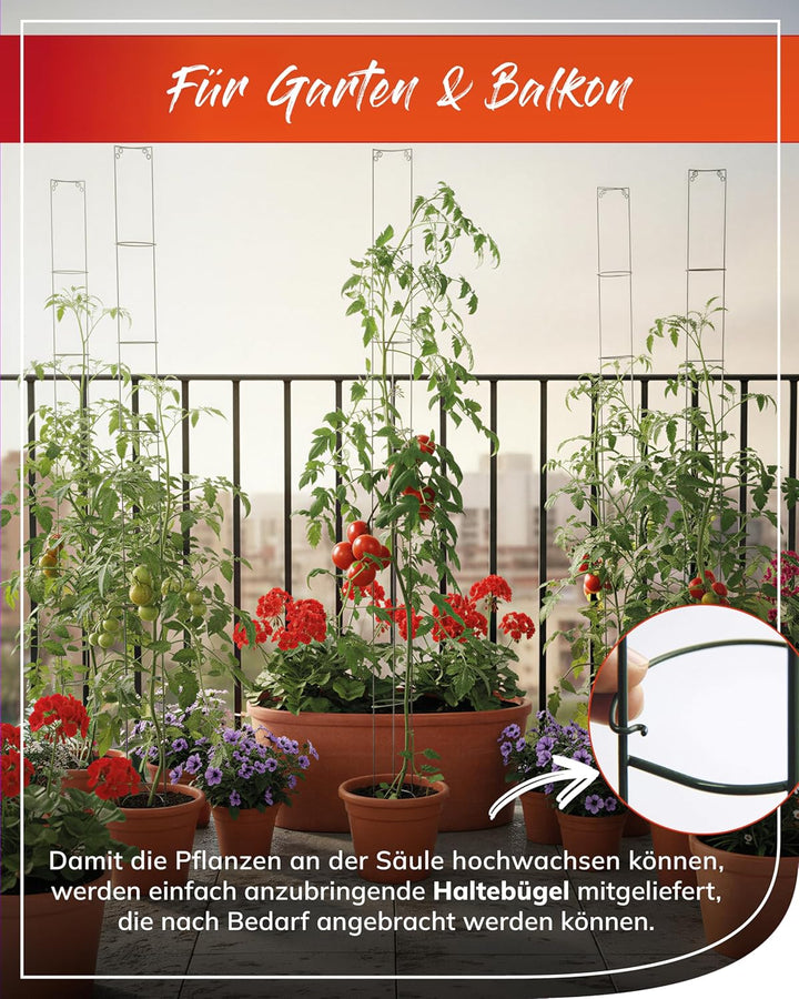 5 Stück - bellissa Tomatenturm - Tomatensäule - Rankhilfe für Tomaten und Gurken - Stütze zum Pflanz