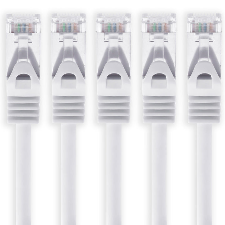 1aTTack.de 5m - Weiss - 5 Stück Cat7 Netzwerkkabel SFTP Patchkabel Lankabel Rohkabel 10GB/s - 500 Mh