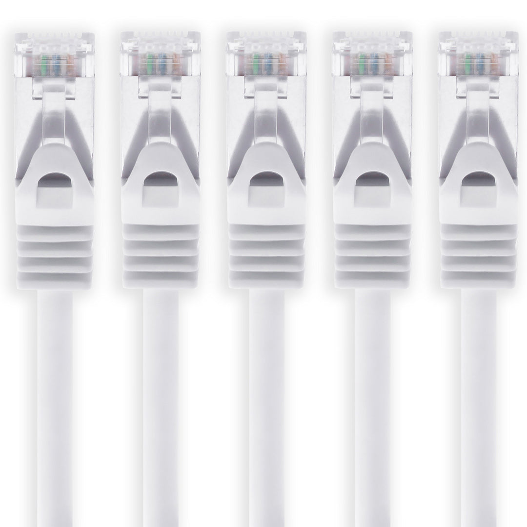 1aTTack.de 7,5m - weiss - 5 Stück CAT.7 Netzwerkkabel Sftp (Rohkabel) Patchkabel (SET) 10000Mbit/s -