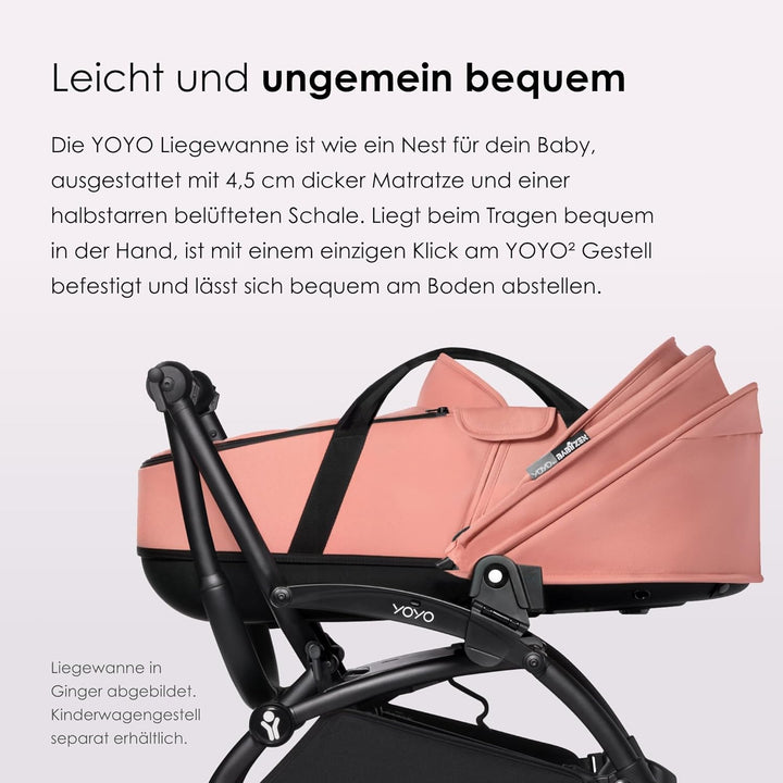 Stokke BABYZEN YOYO Liegewanne, Grey - Mit Dicker Doppelmatratze; Schale und Verdeck belüftet - Nur