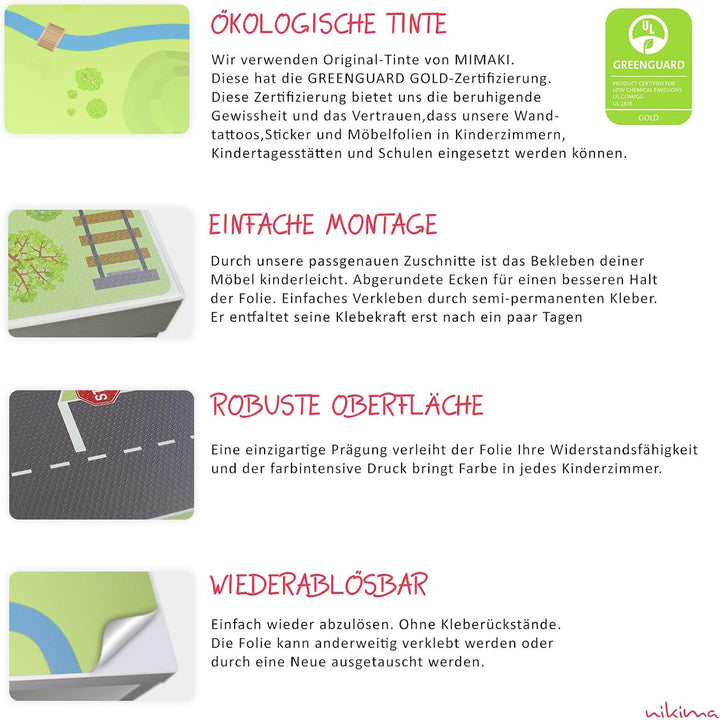 nikima Schönes für Kinder Spielfolie für STUVA Wald &amp; Wiese (Möbel Nicht Inklusive)