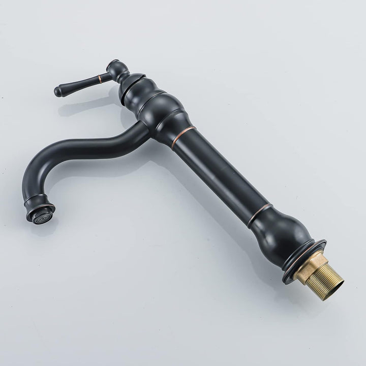 FWZZQ Wasserhahn Bad Schwarz Retro, Waschtischarmatur Hoch 360°Schwenkbar, Einhebel Waschbecken Arma