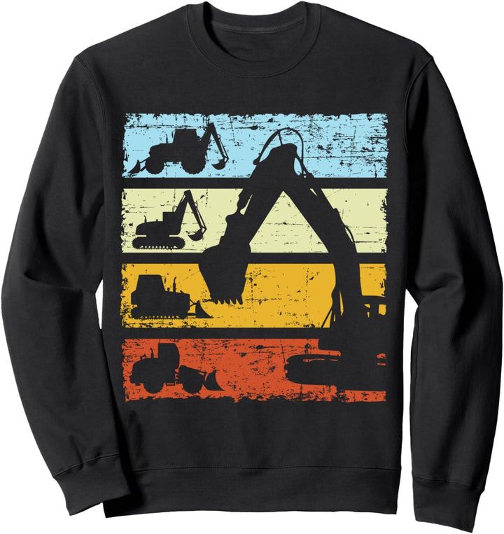 Bagger Baggerfahrer Baustelle Retro Vintage Bauarbeiter Sweatshirt