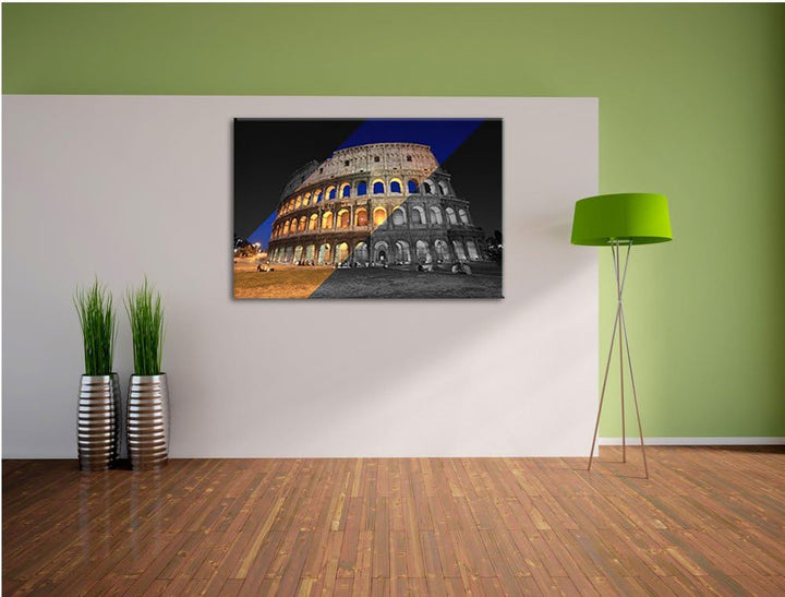 Colosseum in Rom Italien schwarz/weiss Format: 100x70 auf Leinwand, XXL riesige Bilder fertig gerahm