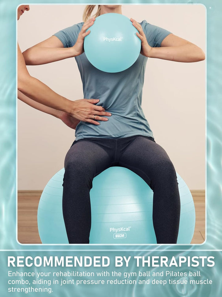 Gymnastikball und 23 cm Pilatesball Set, Anti Burst Gymnastikball, Anti-Rutsch-Sitzball, Balanceball