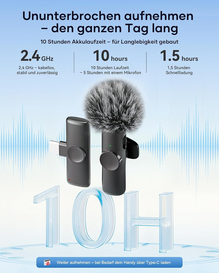 CZOCPOS 2er Set Mini Mikrofone für iPhone, Mikrofon für Handy, iPad &amp; Android, Lavalier Mikrofon mit