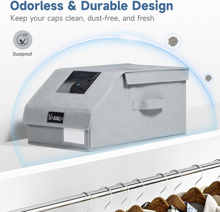 VAESIDA 4er-Set Stapelbare Kappenhalter für Baseballcaps & Hüte - Klare Cap Aufbewahrung mit Integri