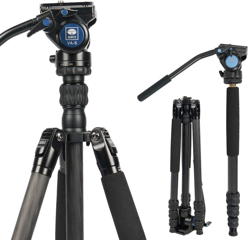 SIRUI Profi Traveler VC Video-Stativ, 159 cm, Carbon, Reise-Video-Stativ mit Videoneiger, Tragkraft