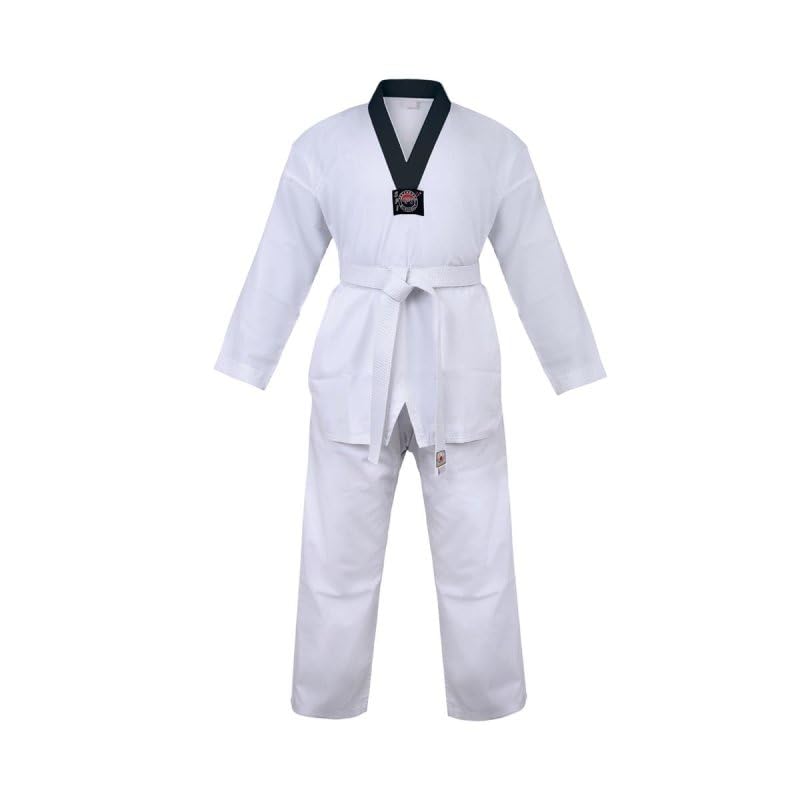 Taekwondo-Anzug Korea Master, schwarzes Revers OHNE Rückendruck 180, 180