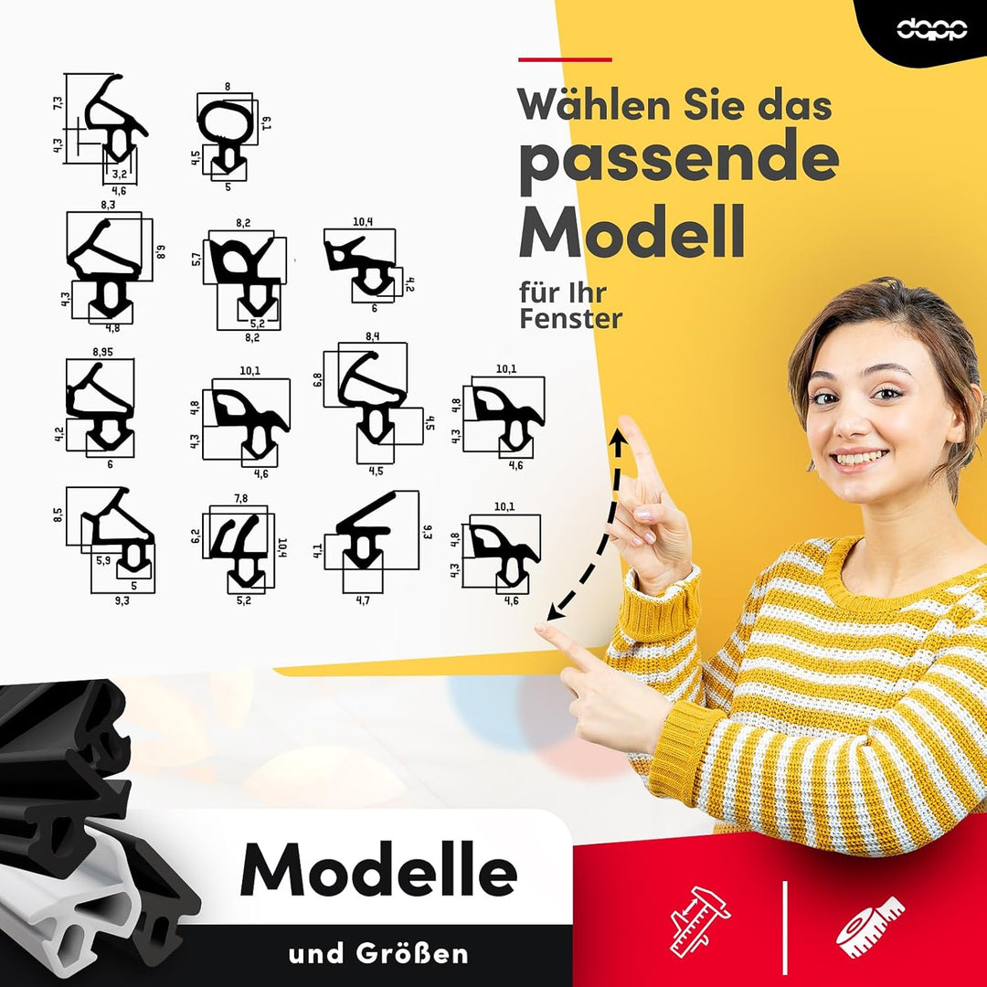 DQ-PP Fensterdichtung | Schwarz | 20 Meter | S-900 LB | PVC Fenster | Gummidichtug Dichtung Dichtban