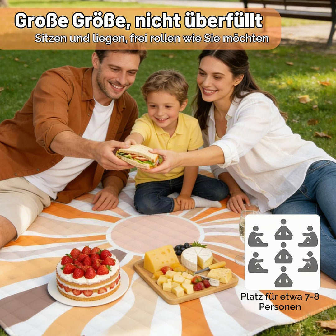 Picknickdecke, 200x200cm Faltbare Picnic Blanket, Waschbare Campingdecke, Leicht Zu Tragen Stranddec