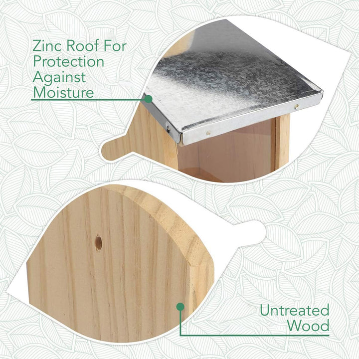 WILDLIFE FRIEND I Eichhörnchen Futterhaus Maxi | 14 x 29 x 26.5 cm aus Massivholz mit Metall-Dach -