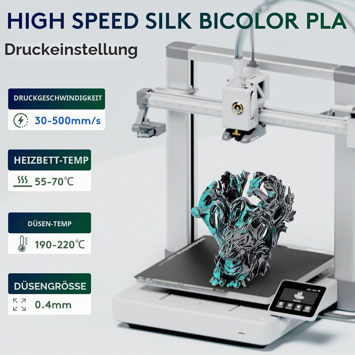 ERYONE Silk PLA Filament 1.75 mm, 3D Drucker Filament PLA Silk,+/- 0.03 mm,Seidiges Mehrfarbiges PLA