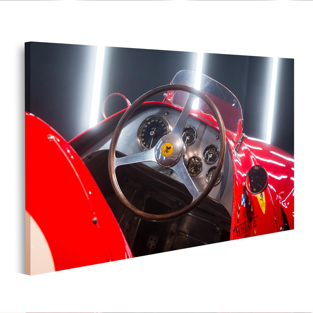 Bild auf Leinwand Ferrari 500 F2 Lenkrad und Armaturenbrett Bilder Wandbild Poster Leinwandbild, 80L