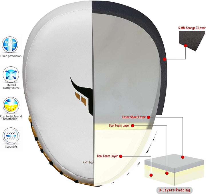 Mytra Fusion Box pratzen - Punch pad MMA Muay Thai handpratzen für Box- und Kampfsporttraining Weiss