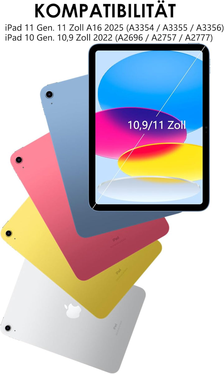 SOPPY Bluetooth Tastaturhülle mit Trackpad für iPad A16 11 Gen. 2025(A3354/A3355/A3356), 10,9 Zoll i