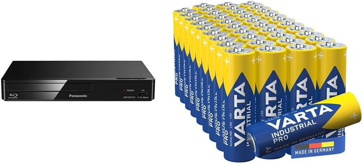 Panasonic DMP-BDT167EG Kompakter 3D Blu-ray Player Full HD Upscaling & VARTA Batterien AA Schwarz Bu