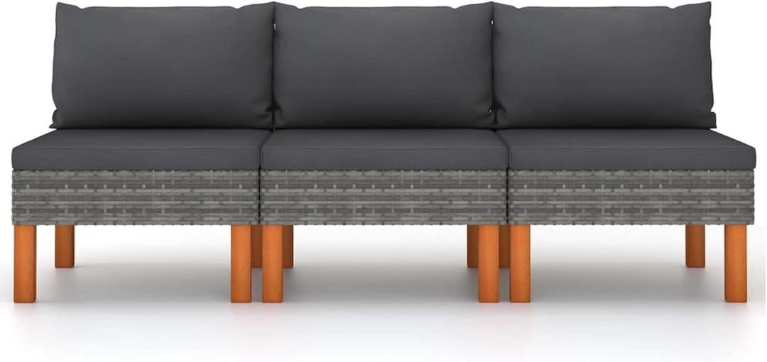 Festnight Balkonmöbel Sofa Balkon Rattan Gartensofa 3-Sitzer Balkonlounge für Keiner Balkon Outdoor