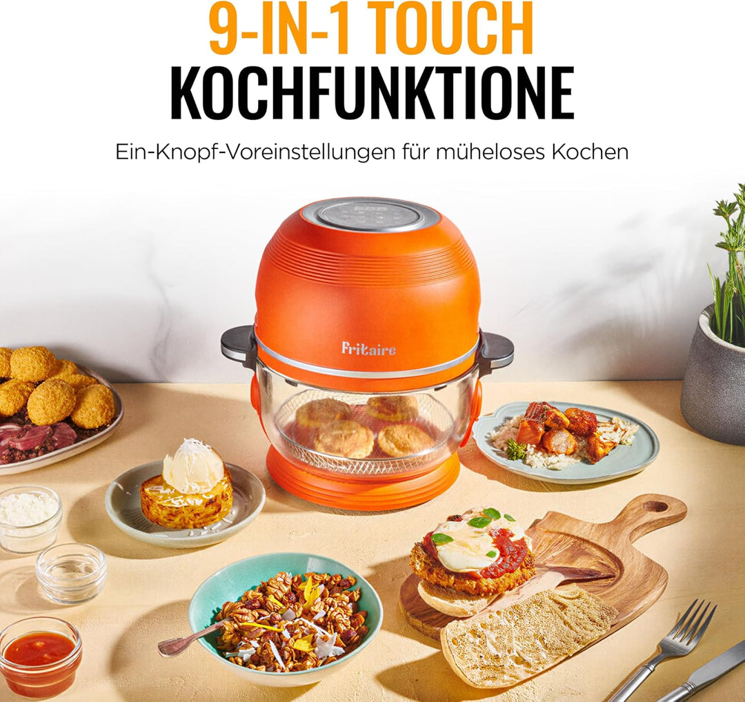 Fritaire Ungiftiger Glas-Airfryer™, 5L – 360° Sicht, Selbstreinigung, 400°F Heissluft-Vortex für gle