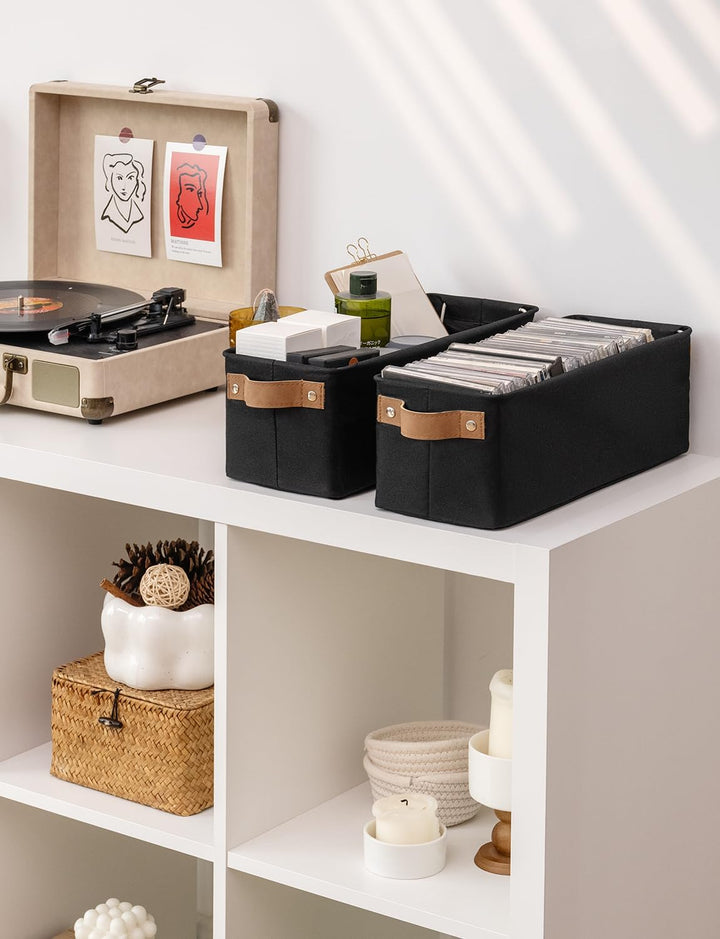 StorageWorks schmaler Aufbewahrungskorb Stoff, faltbarer Badezimmer Organizer zum Ordnen, lange Aufb