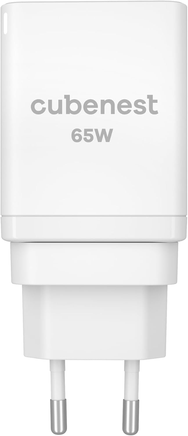 CubeNest 65W Reise PD Ladegerät, 2-Port USB C + USB A, PD 3.0, mit GaN Tech USB C Netzteil, Schnelle