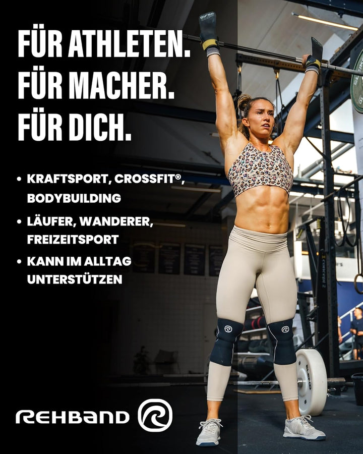 Rehband Kniebandage Kraftsport, Kniestütze für Cross Fit &amp; schweres Training, Knee Sleeve aus 5 mm N