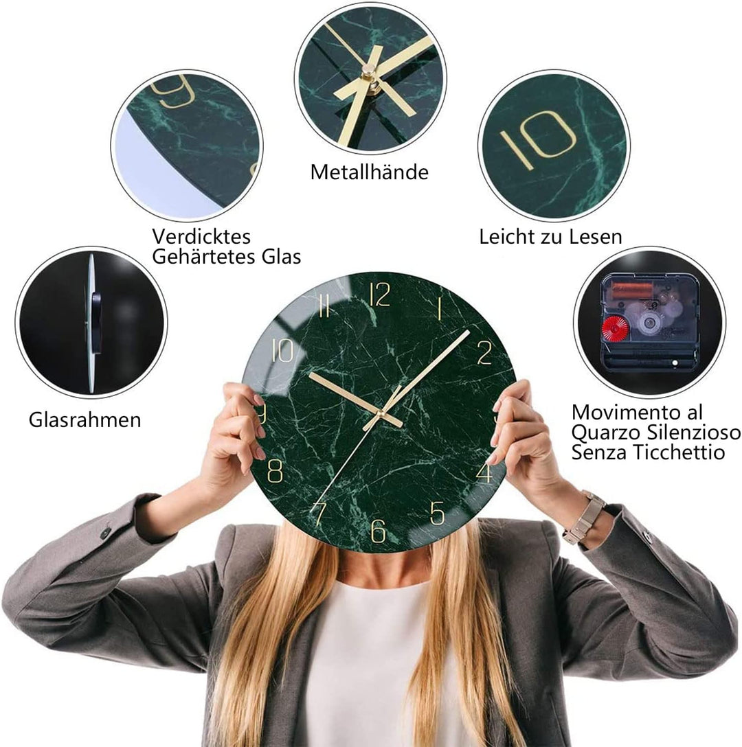 VIKMARI Glass wanduhr Silent-Non Ticking Wand Clocks- qualität Quarz-batteriebetriebene runde 12 Inc
