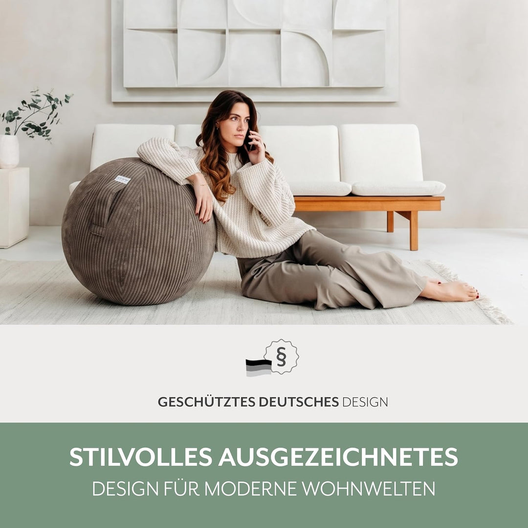 VLUV® BOL VLIP Sitzball Büro Ergonomisch [Atmungsaktiv mit Tragegriff und Wegrollschutz] Waschbarer