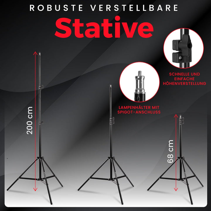 Fotostudio Set – 2 Softbox Licht, 2 Durchlichtschirm, 2 LED Lampen 4800 Lumen 3000-6000K – 50x70 cm