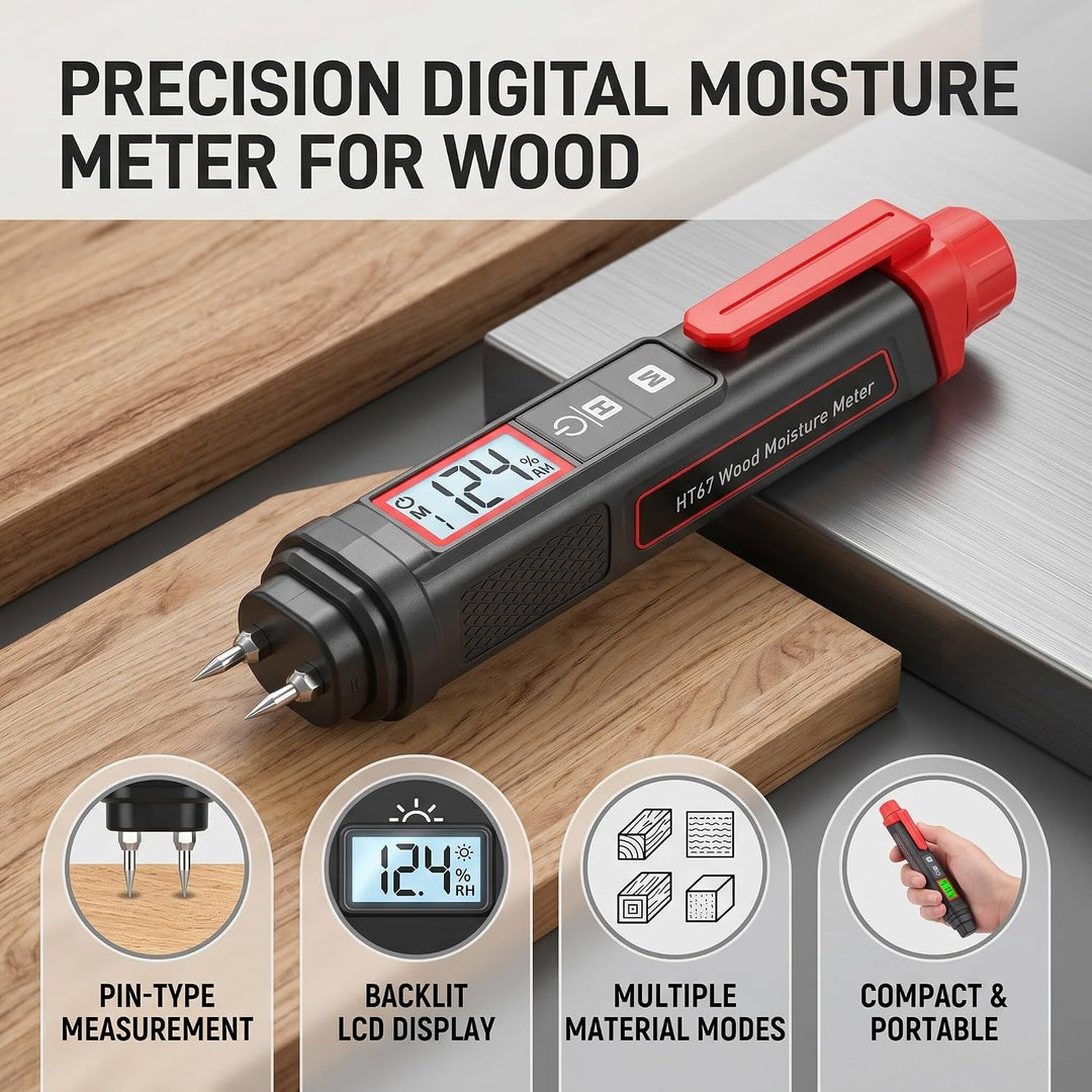 Feuchtigkeitsmesser, LCD-Bildschirm, Tragbarer Digitaler Stiftstift-Tester für Wand- und Holzfeuchti