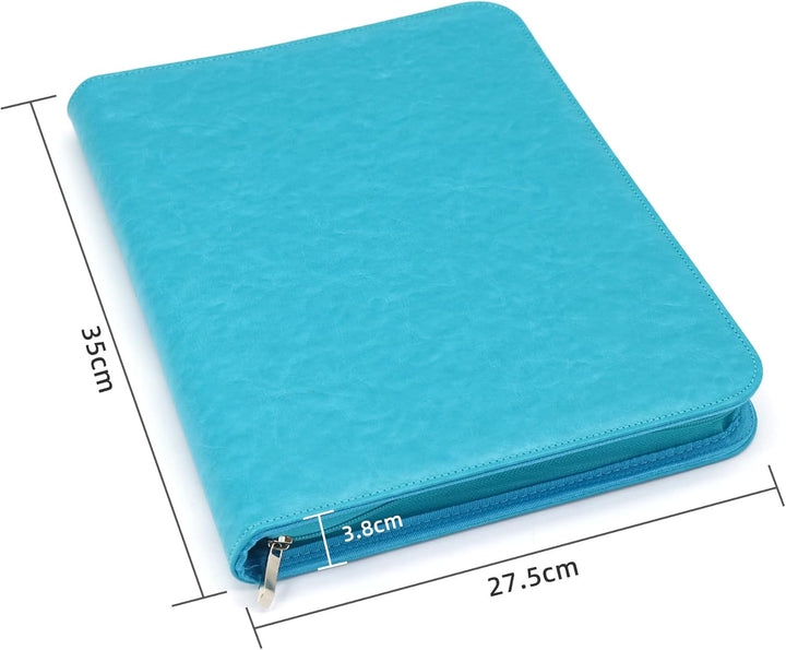 Schreibmappe 2 Ringbuch A4 Konferenzmappe Reissverschluss Leder Wasserdicht Organizer Mappe Dokument