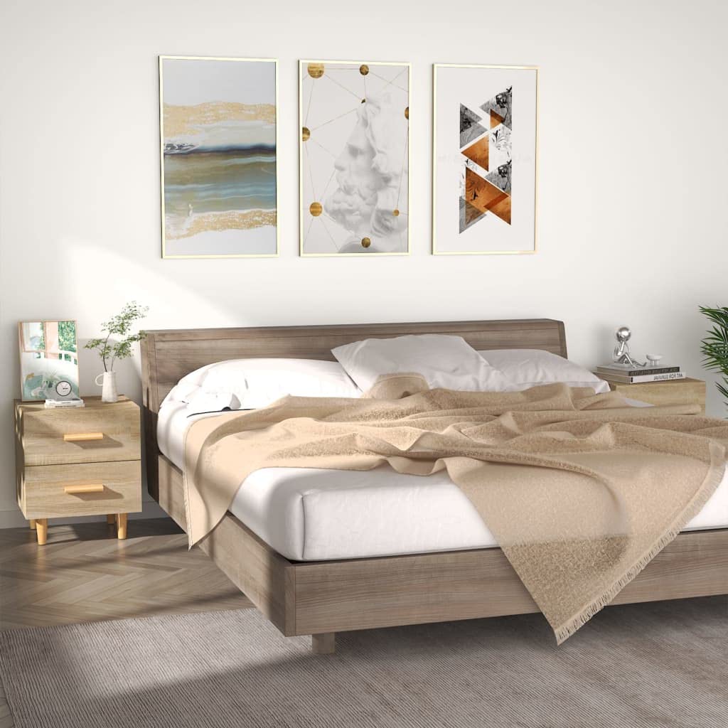 homiuse 44x40x47,5 cm 2 STK Nachttisch NachtkäStchen Sonoma-Eiche NachtischschräNke Mini Kommode Nac