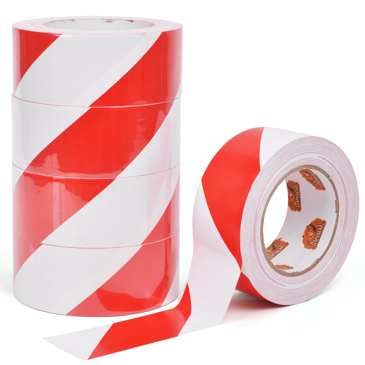 TAPEBEAR Absperrband Warnklebeband Rot und Weiss Flatterband Warnband Gefahr Warnung PVC Selbstklebe