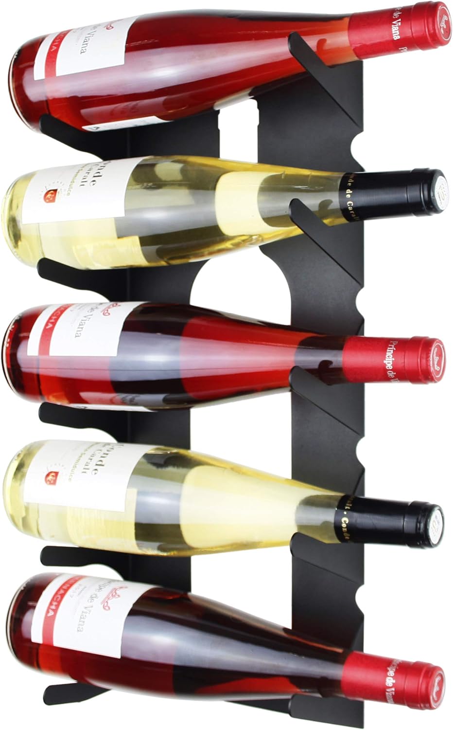 Weinregal aus Stahl für alle Arten von Weinen, mit Wandanker und Zierleisten. (2 x Schwarz), 2 X Sch