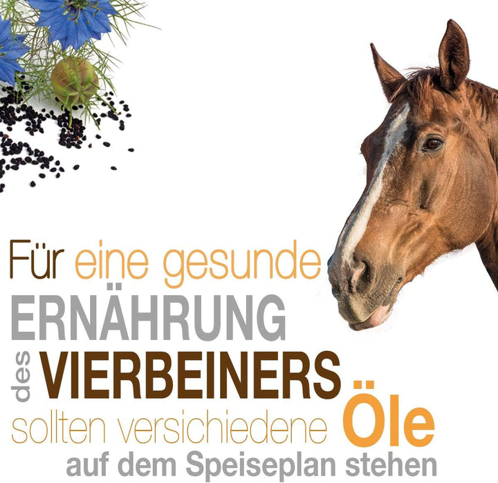 Naturzade Schwarzkümmelöl für Pferde &amp; Hunde, 2 Liter ( 2 x 1 Liter ) Dosierflasche, kaltgepresst mü