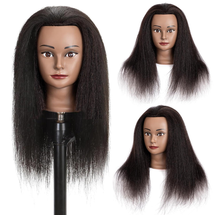 Mannequinkopf mit menschlichem Haar 18'' Kosmetologie Mannequinkopf mit 100% echtem menschlichem Haa